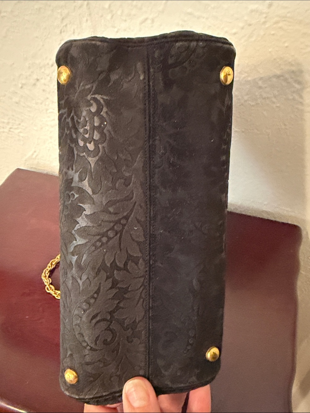 👛👛👛BOGOHO👛👛👛VTG Koret Black Floral-Embossed Chain Shoulder Bag - Picture 9 of 16